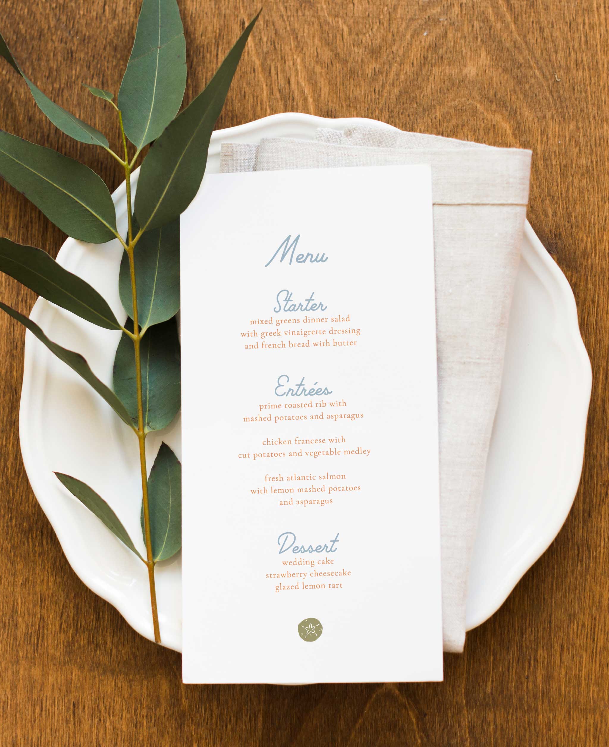 Palm Springs Wedding Dinner Menu