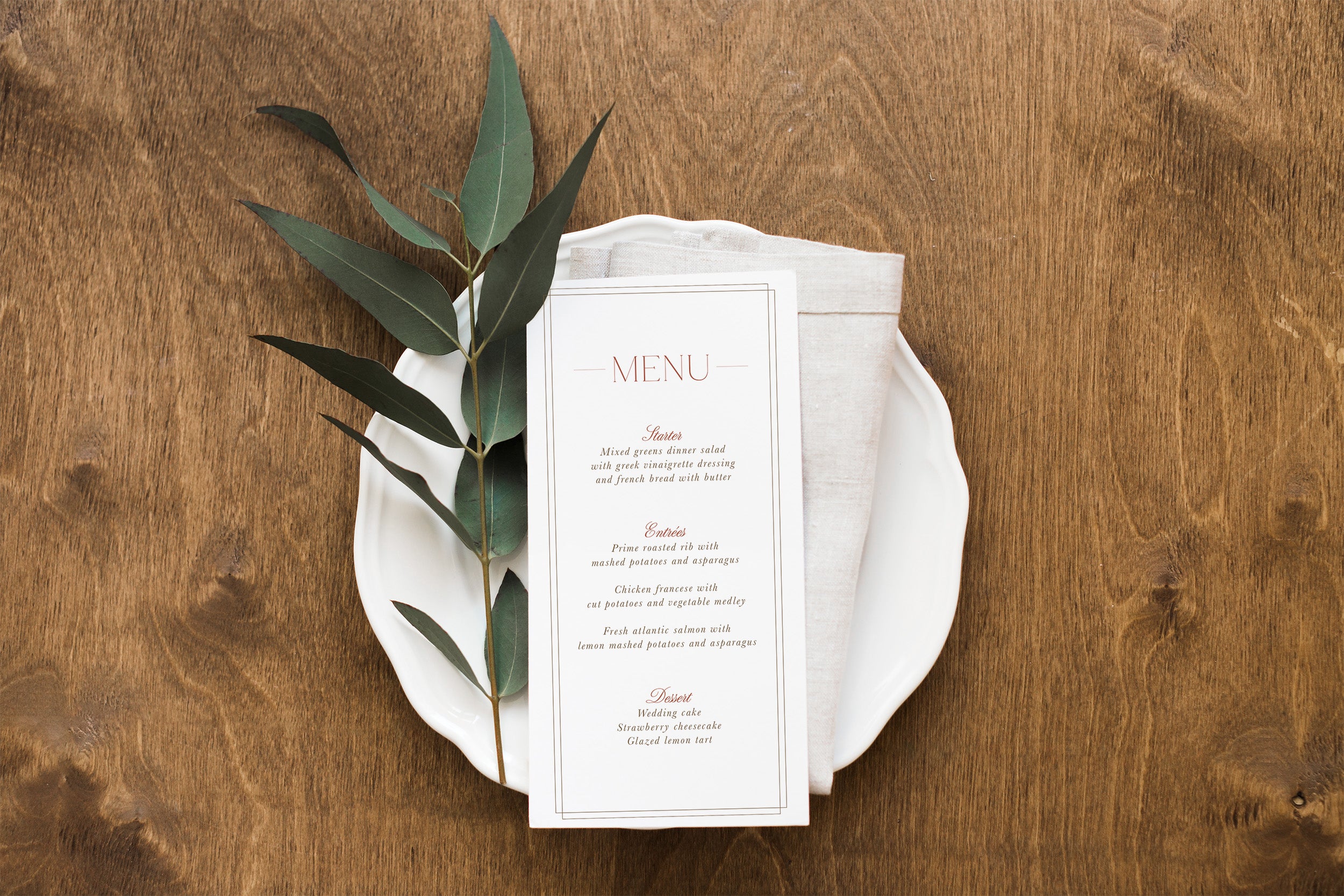 Autumn Elegance Wedding Dinner Menu