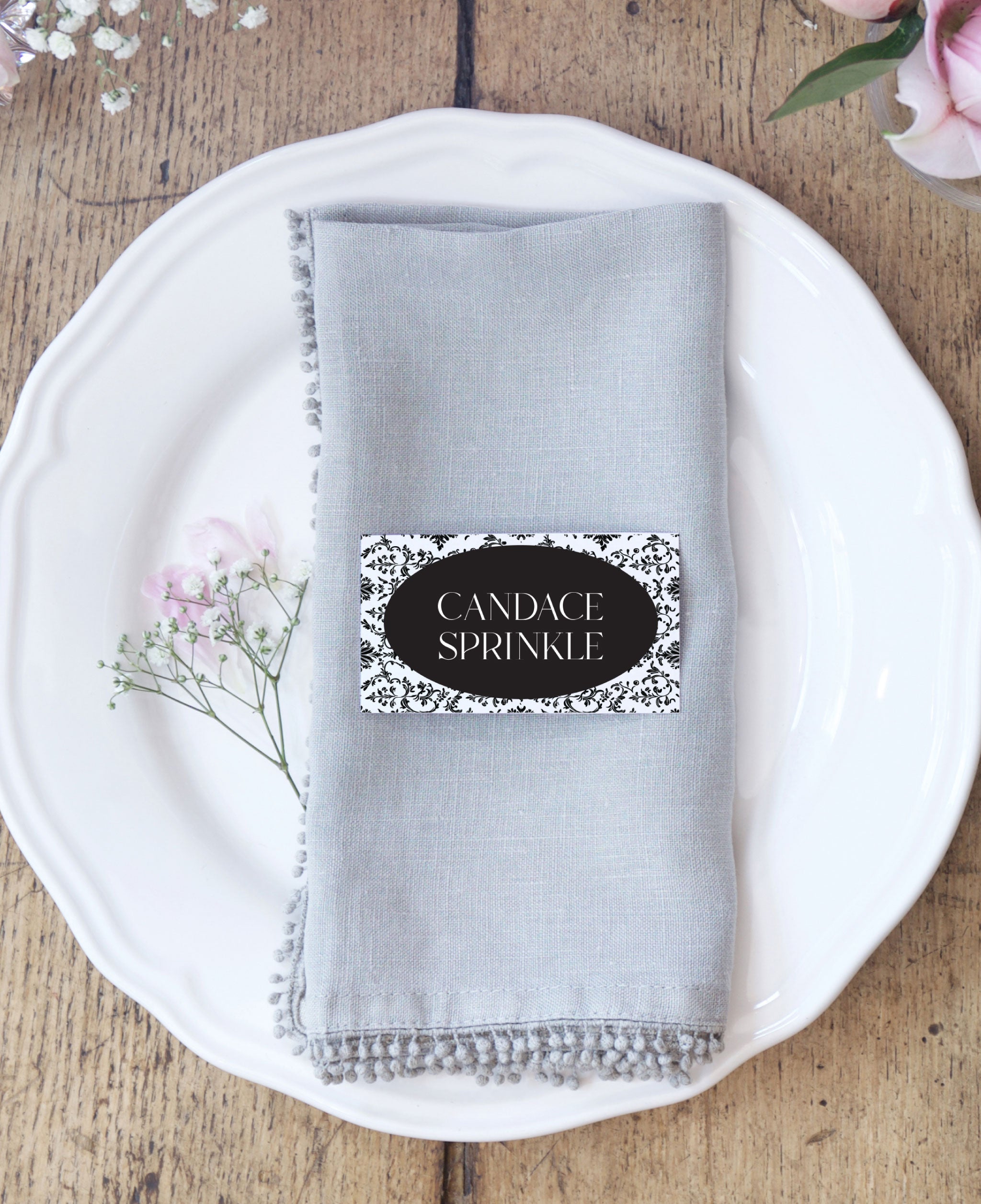 Ink and Ivory Wedding Escort Cards