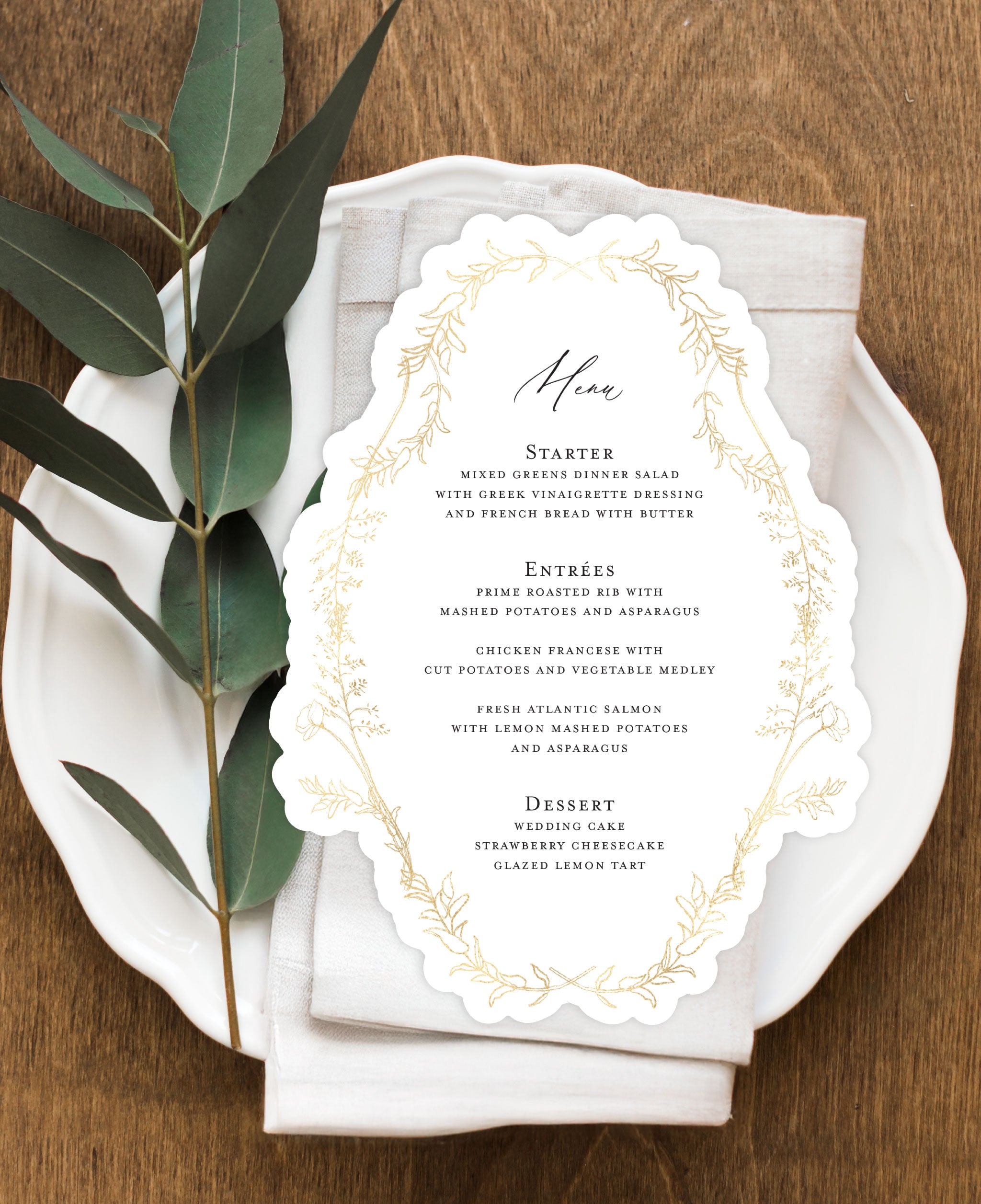 Golden Hour Wedding Dinner Menu