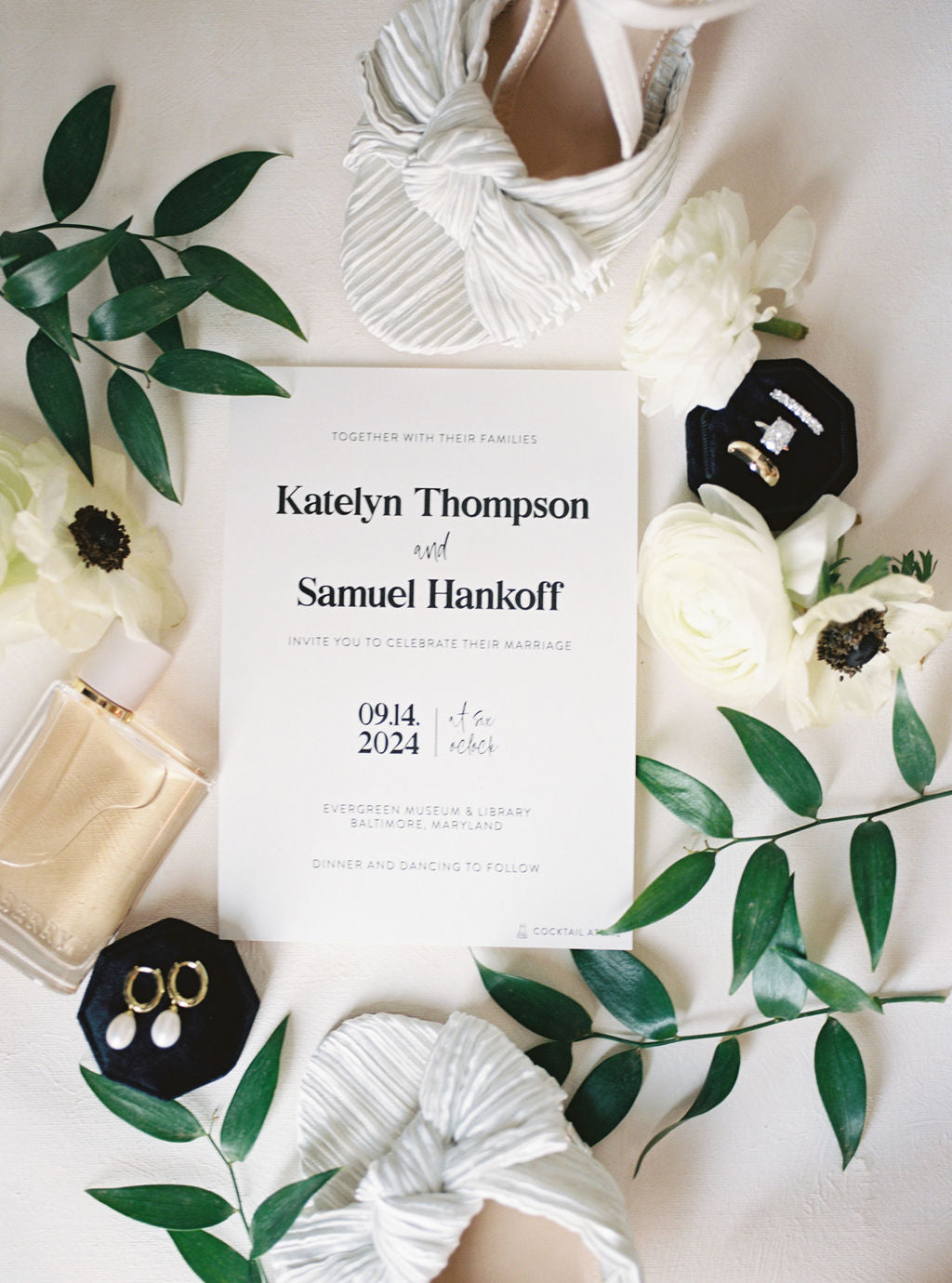 Black and White Modern Semi-Custom Wedding Invitation Set