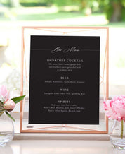 Modern Stack Wedding Bar Menu