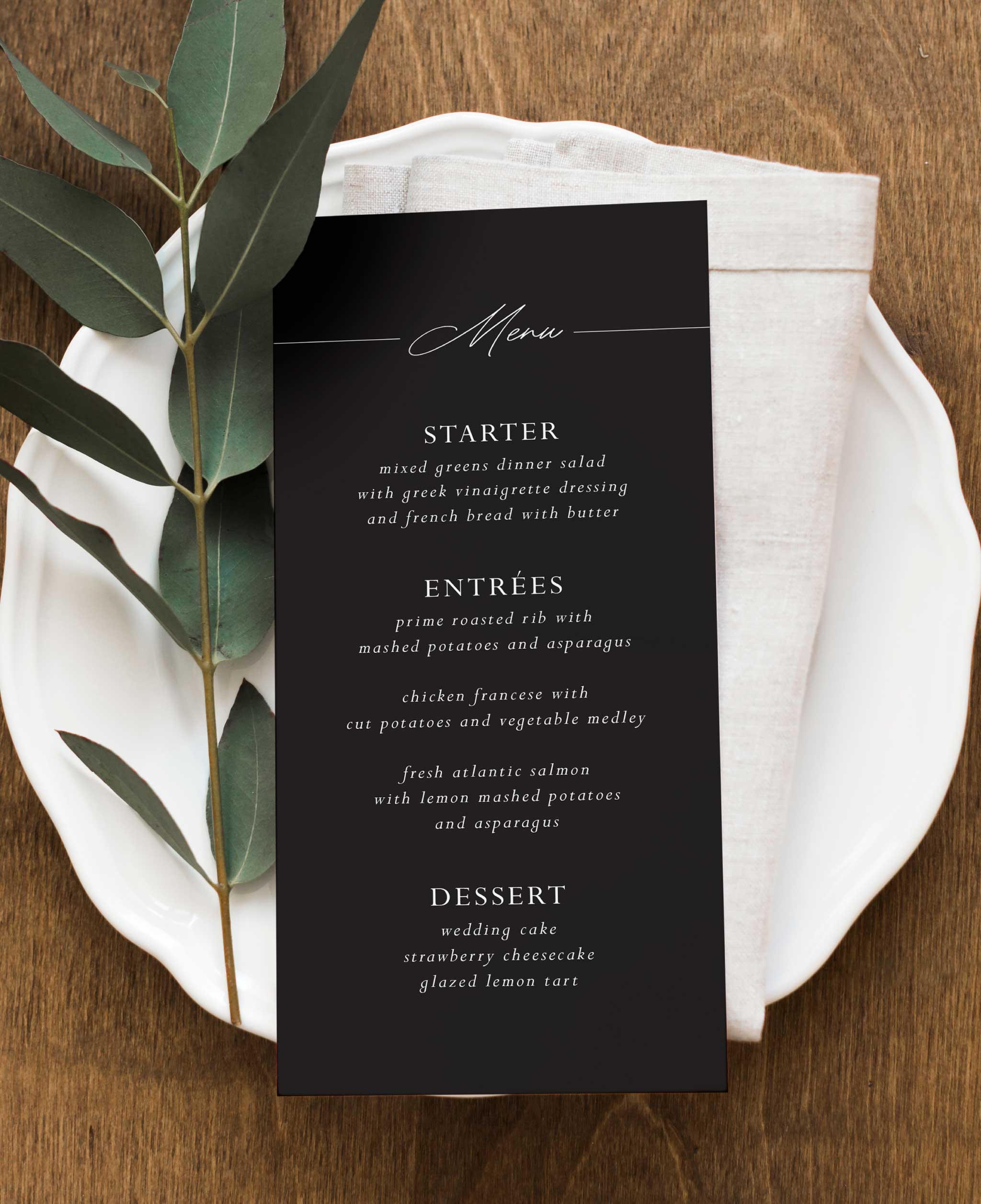 Modern Stack Wedding Dinner Menu