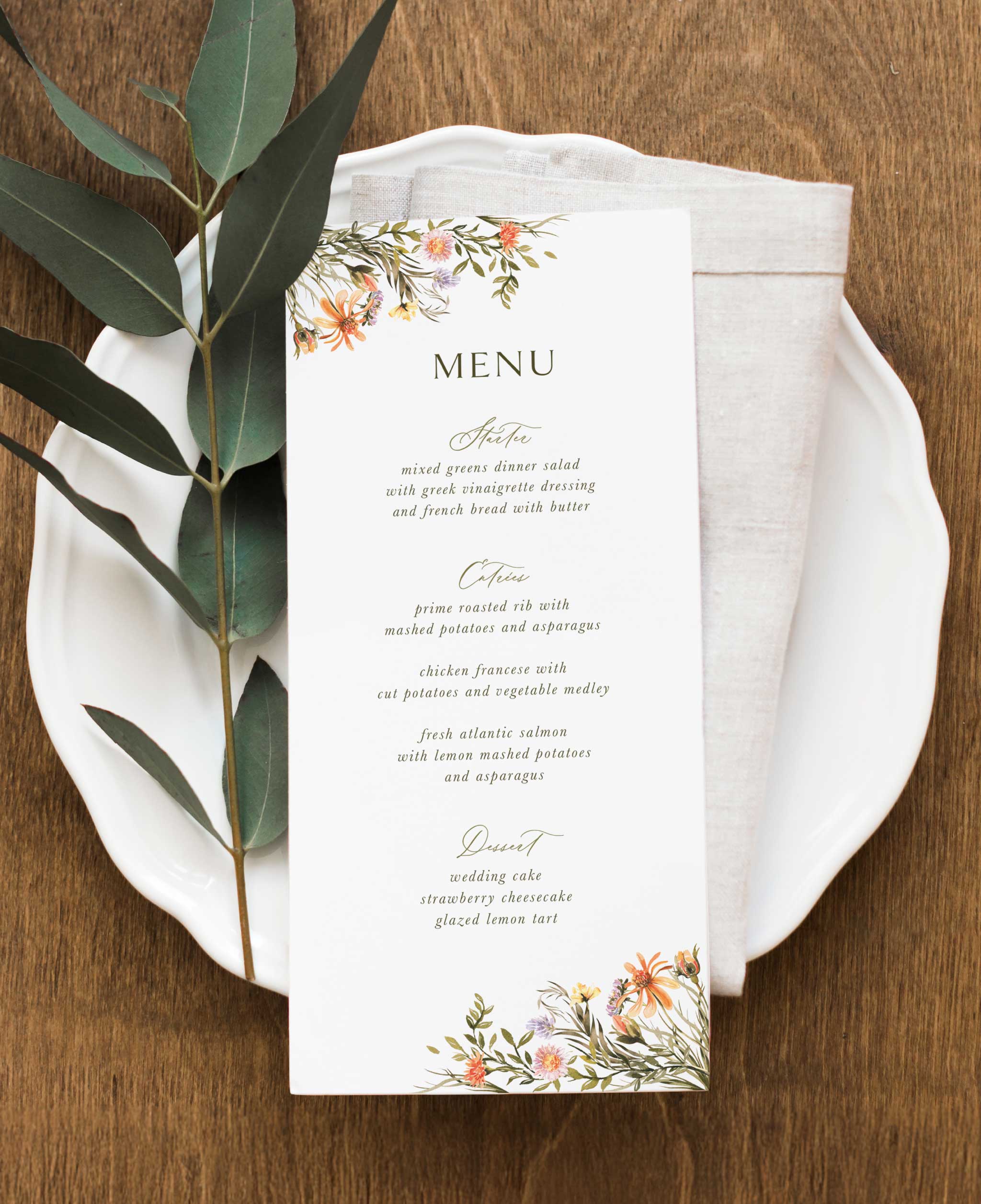 Blossom & Vow Wedding Dinner Menu