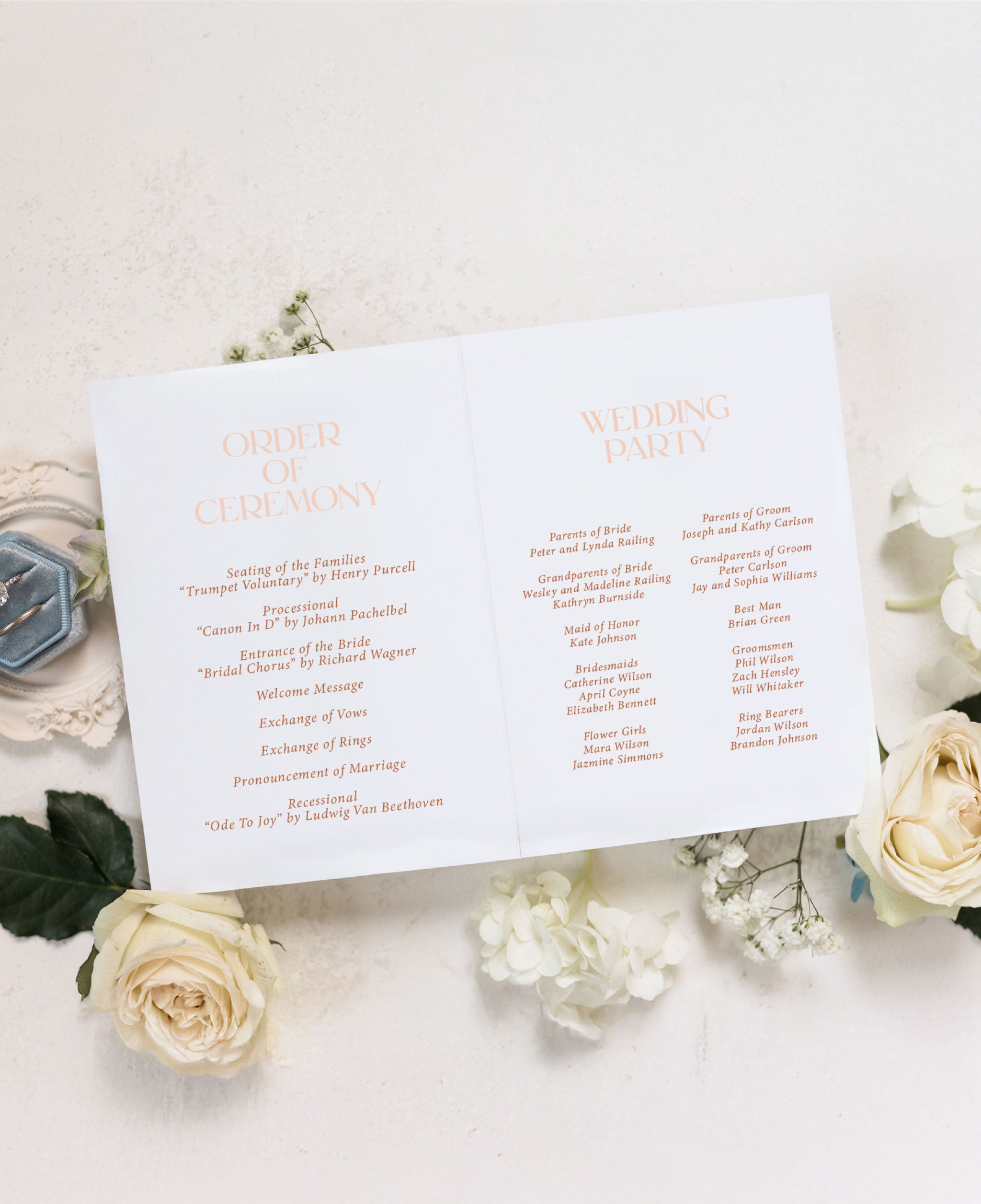 Rusty Peach Wedding Ceremony Program