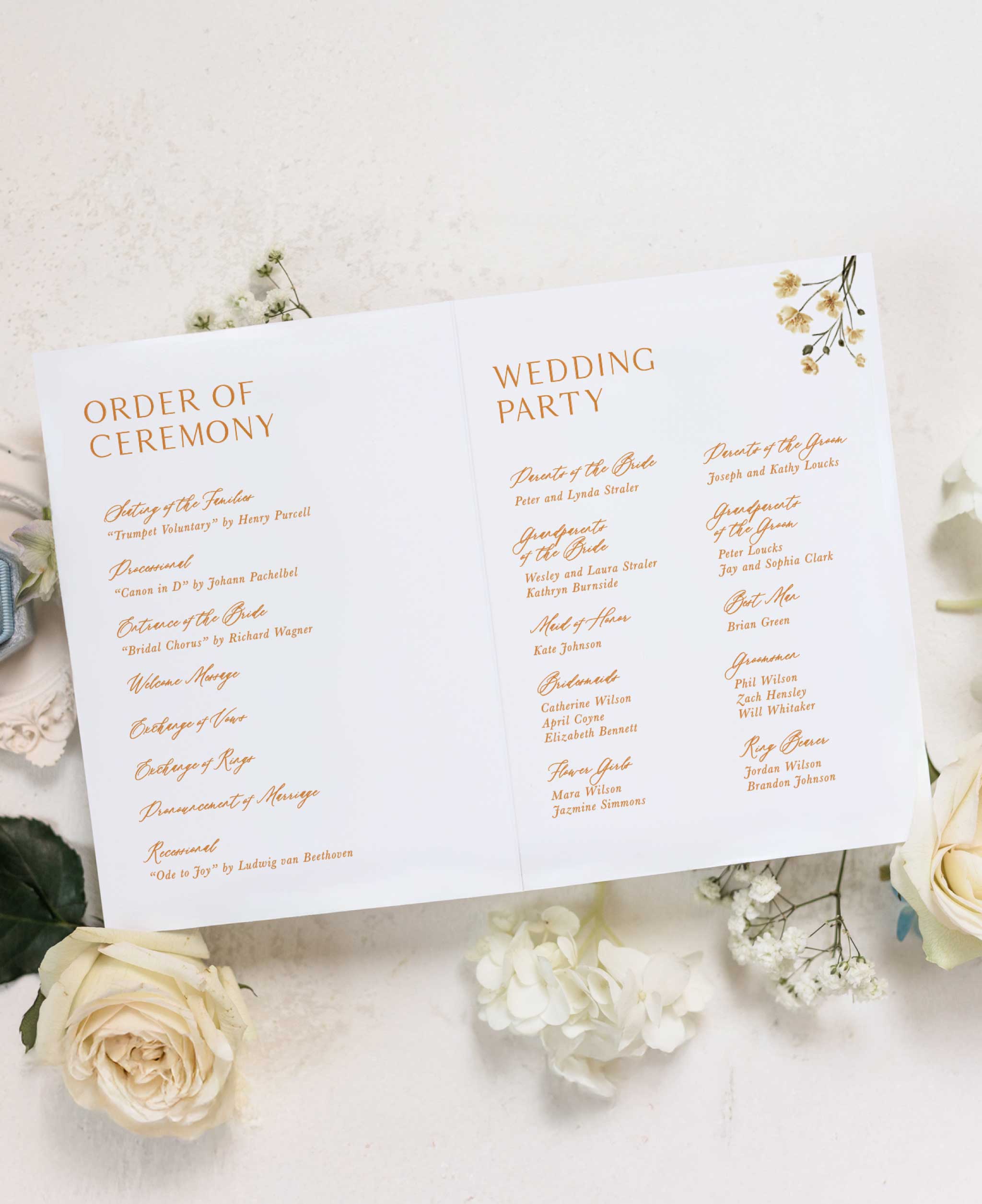 Tuscany Poppies Wedding Ceremony Program
