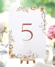 Tuscany Poppies Wedding Table Numbers