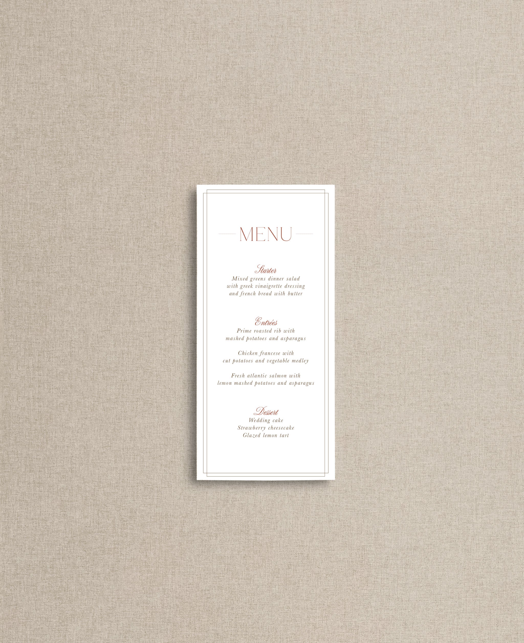 Autumn Elegance Wedding Dinner Menu
