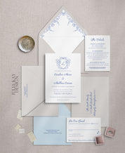 Blue Victorian Wedding Invitation Set