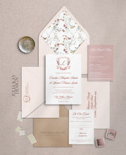 Floral Crest Wedding Invitation Set