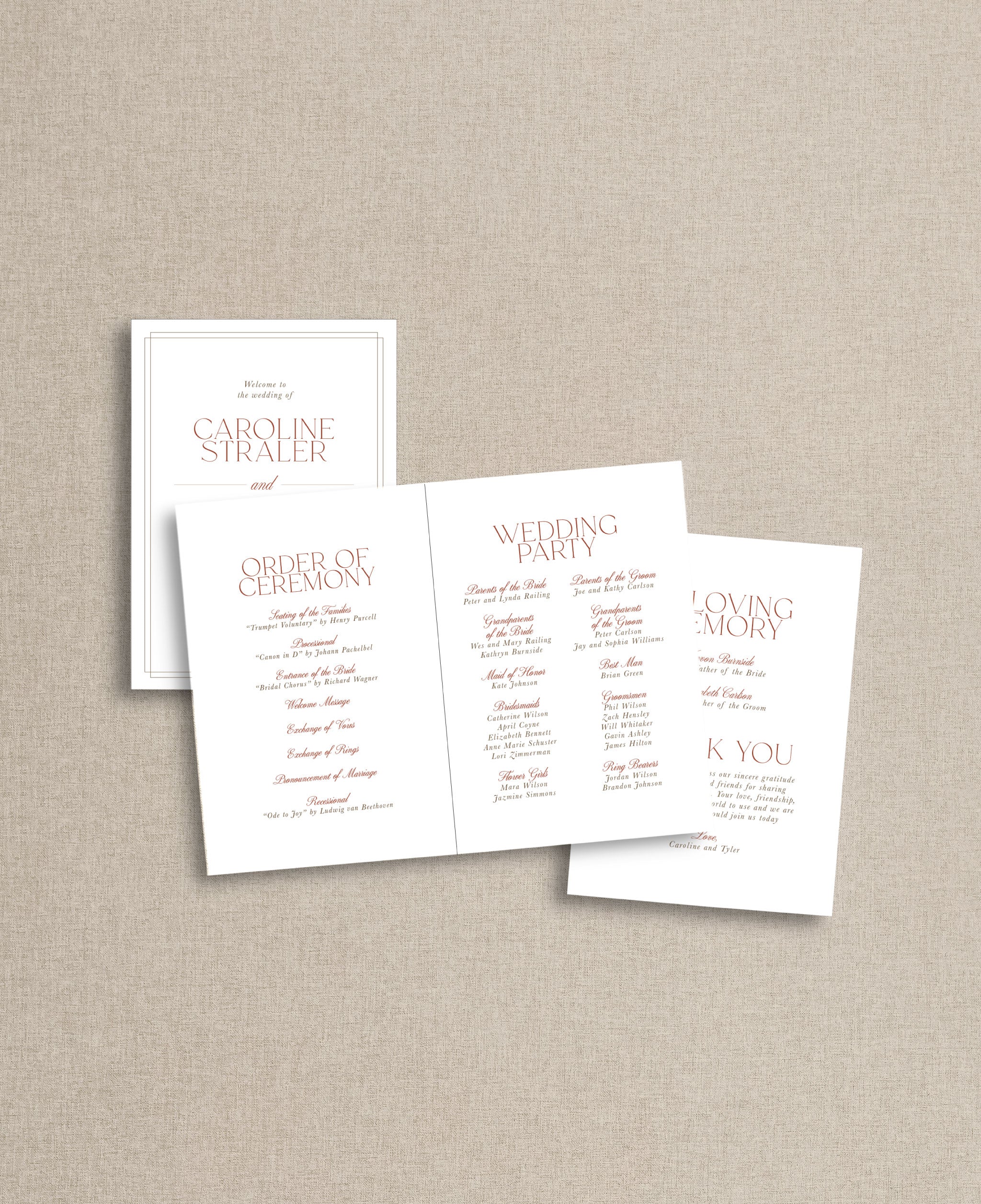 Autumn Elegance Wedding Ceremony Program