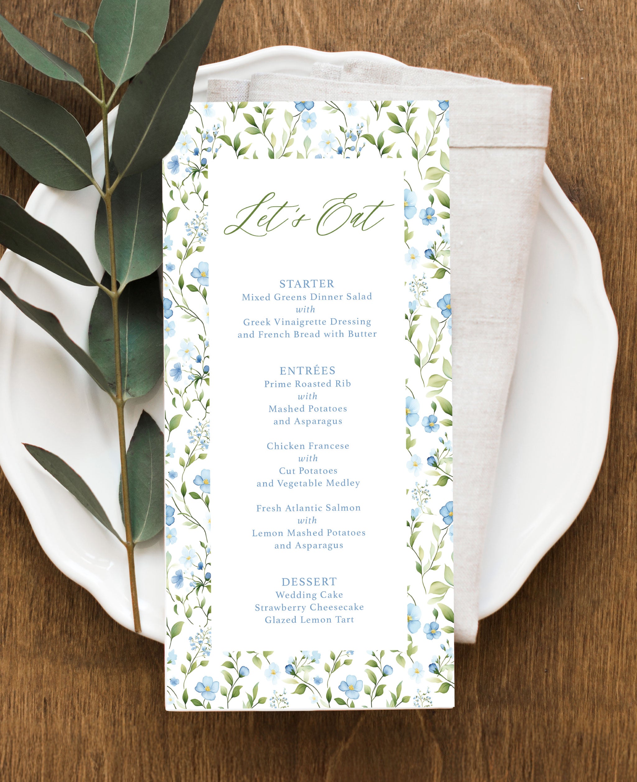 Spring Scalloped Wedding Dinner Menu