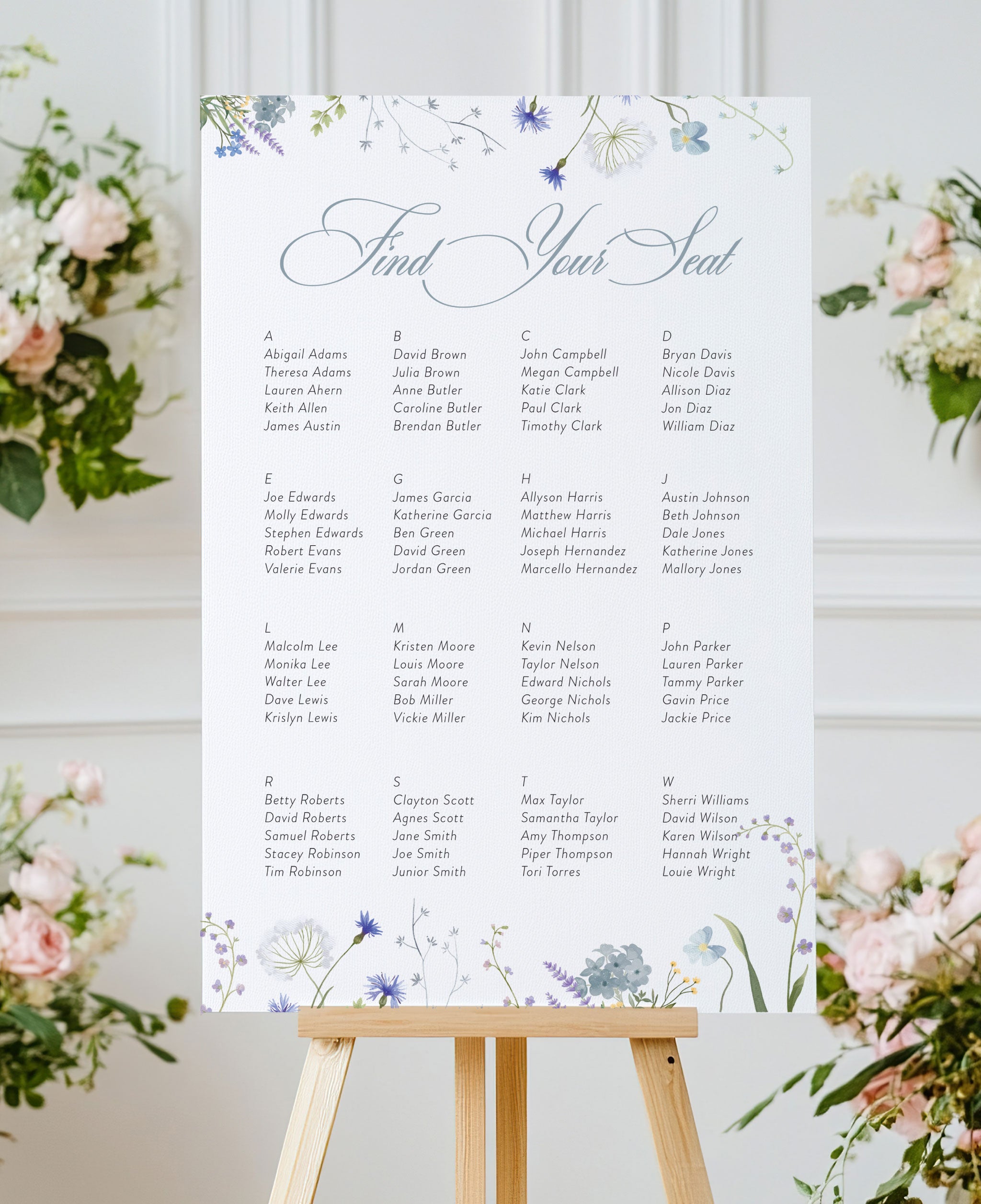 Dusty Elegance Wedding Seating Chart