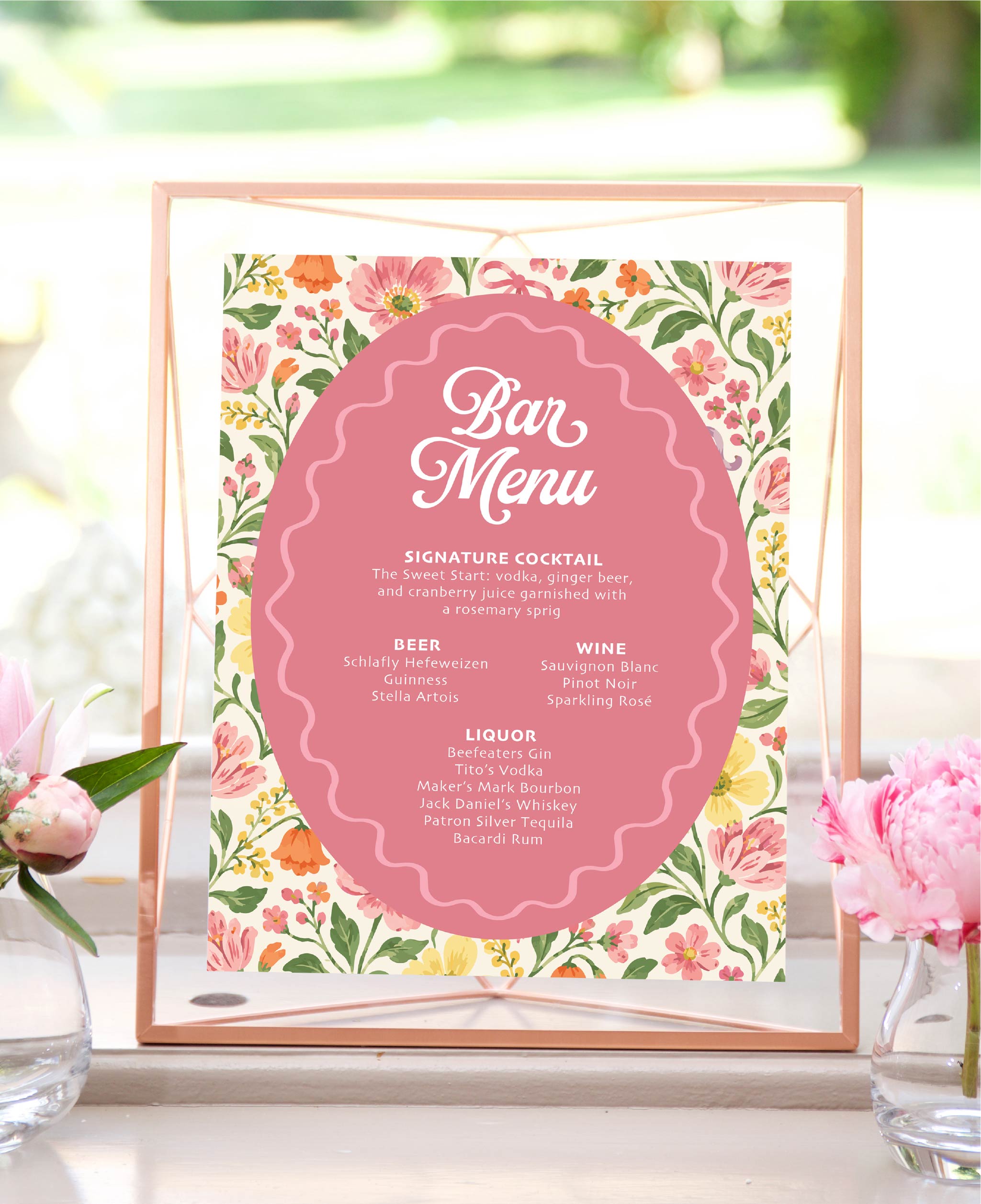 The Poppy Wedding Bar Menu