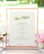 The Poppy Wedding Bar Menu