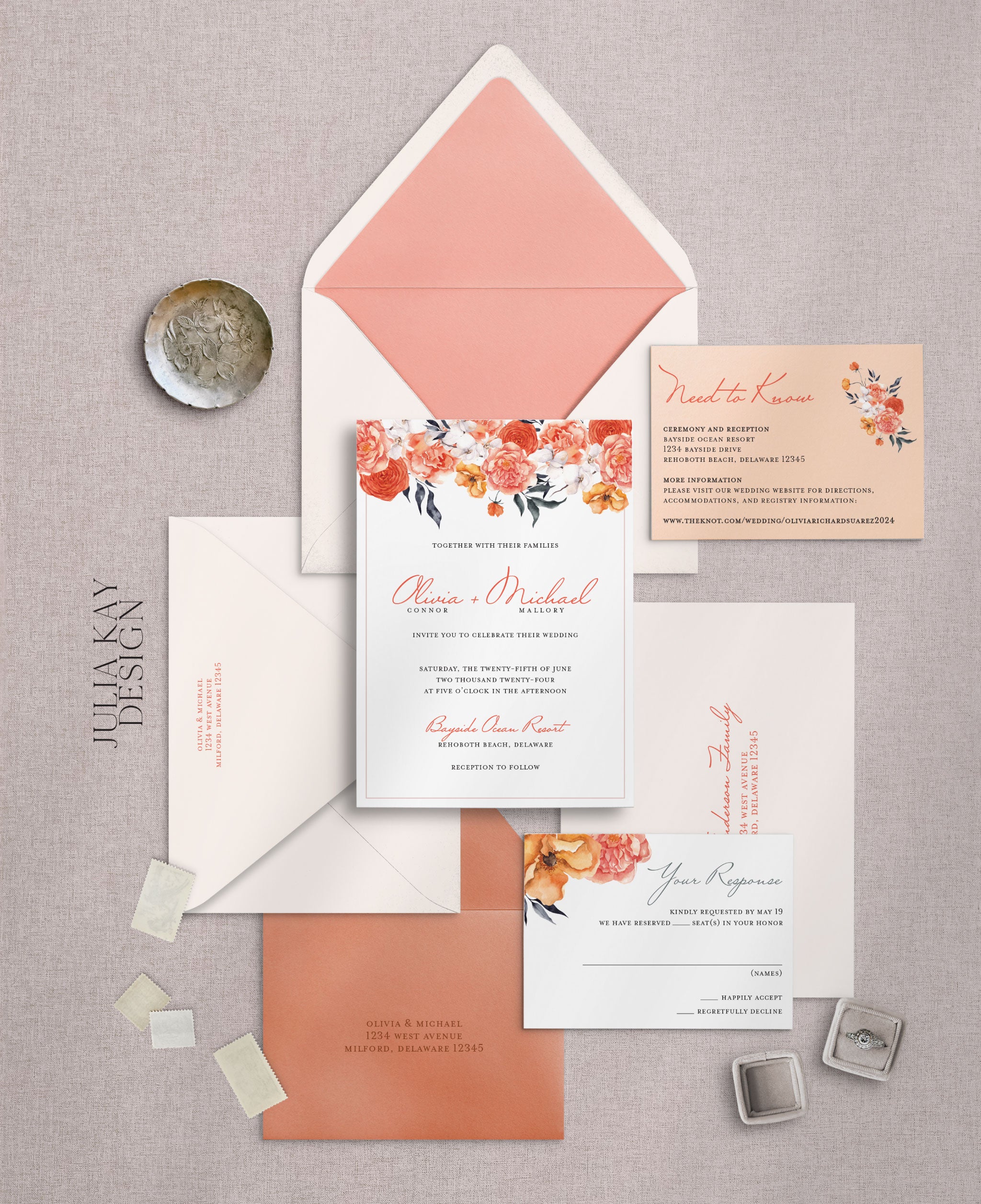 Orange Julius Wedding Invitation Set