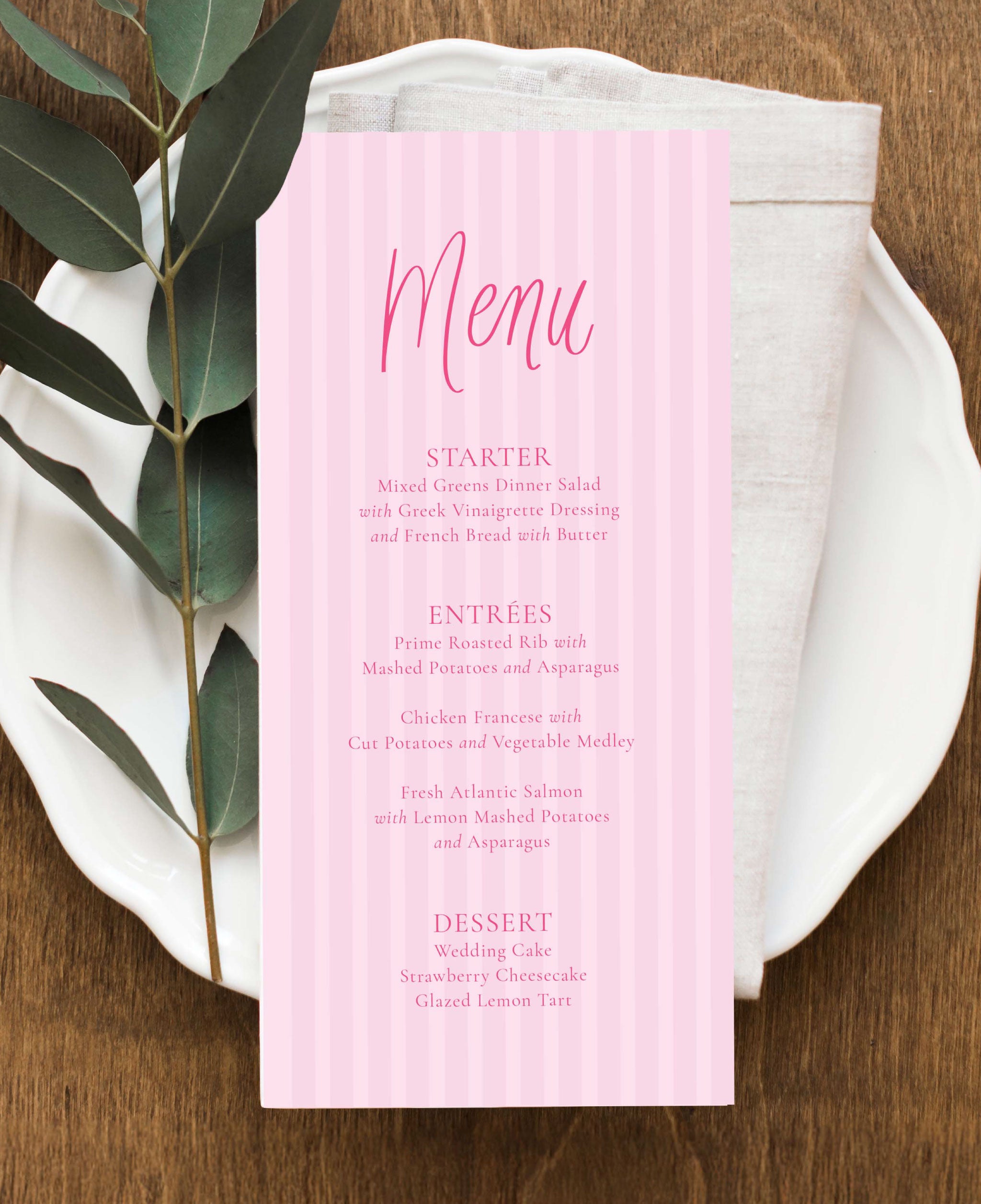 The Jubilee Wedding Dinner Menu