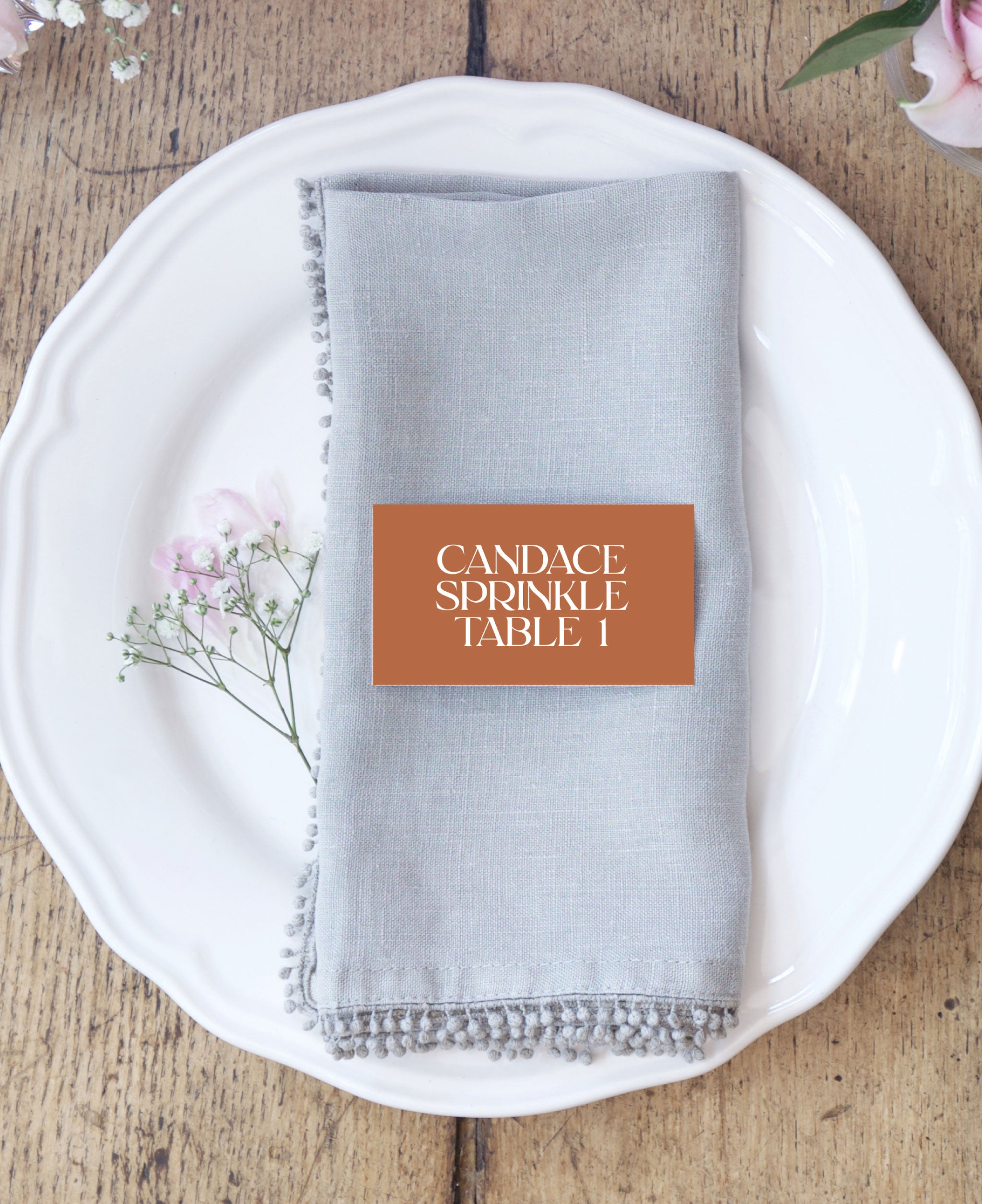 Rusty Peach Wedding Escort Cards