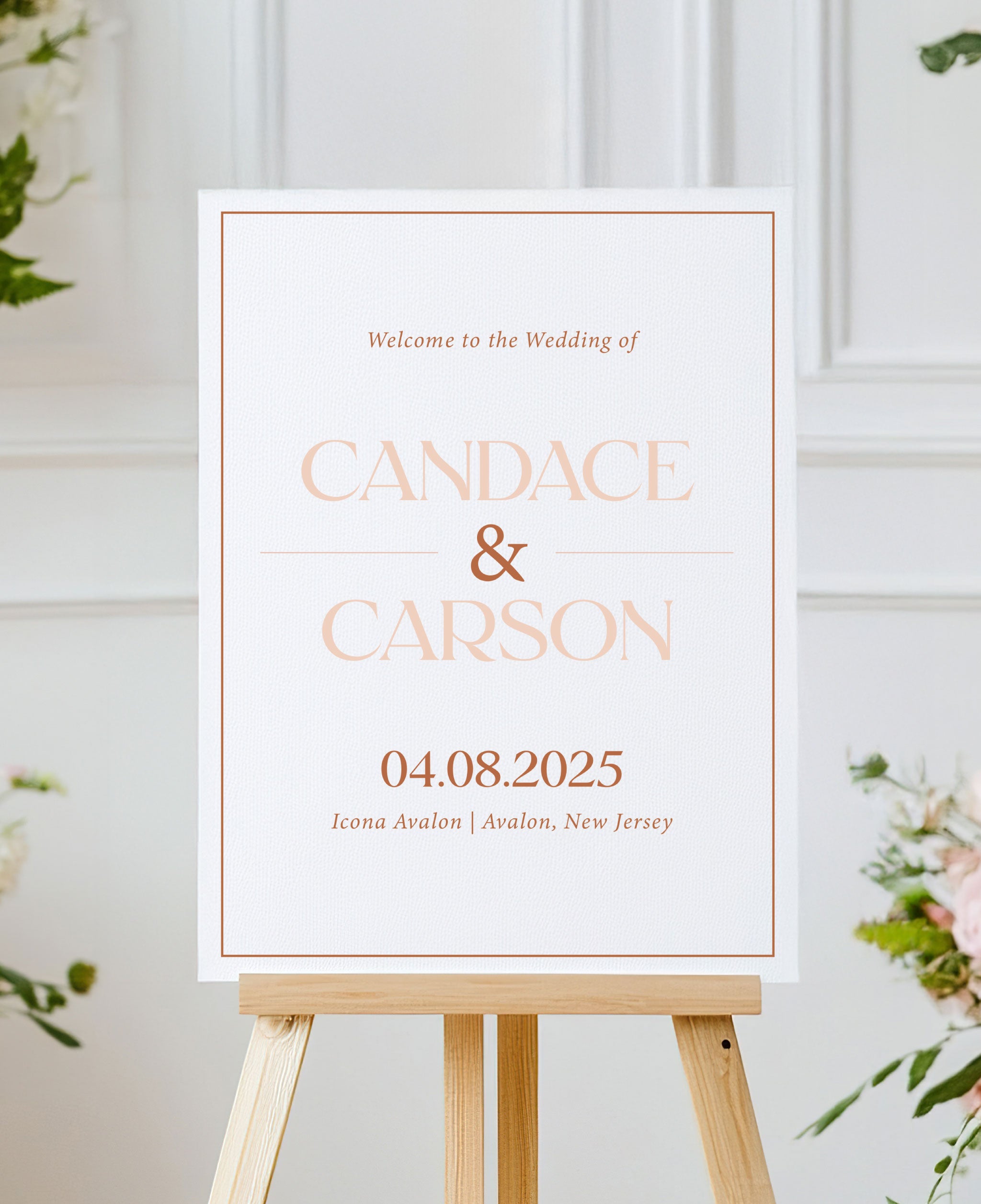 Rusty Peach Wedding Welcome Sign