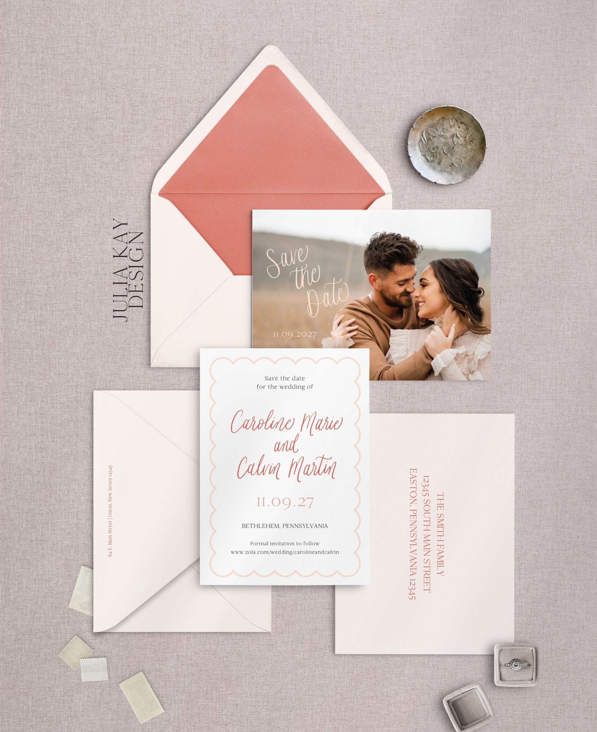 Feminine Terracotta Save the Dates