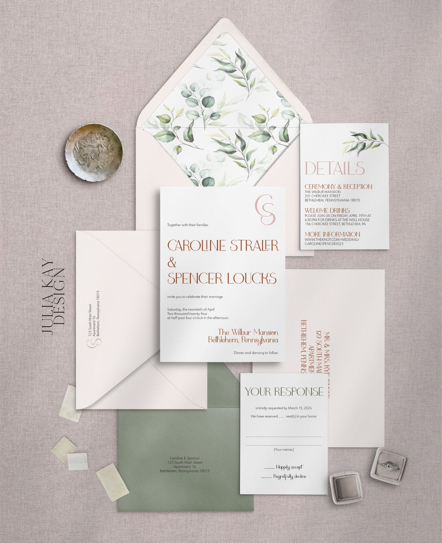 Terracotta and Blush Wedding Invitation Set
