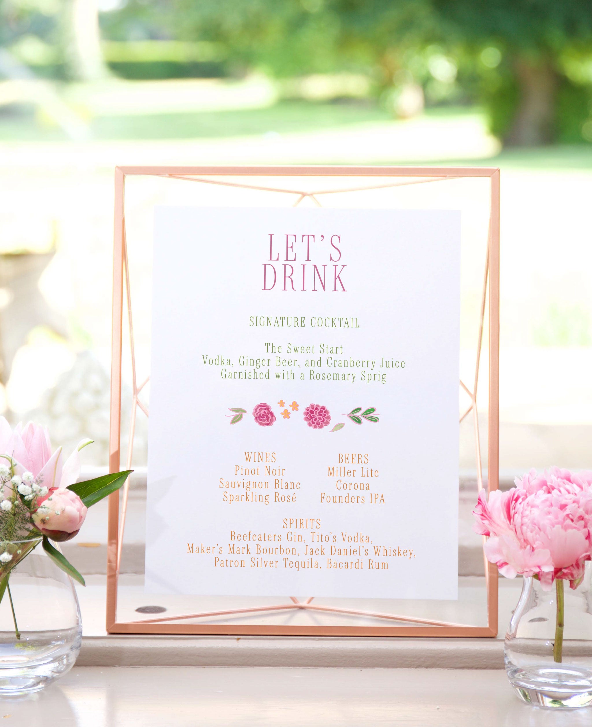 The Poppy Wedding Bar Menu