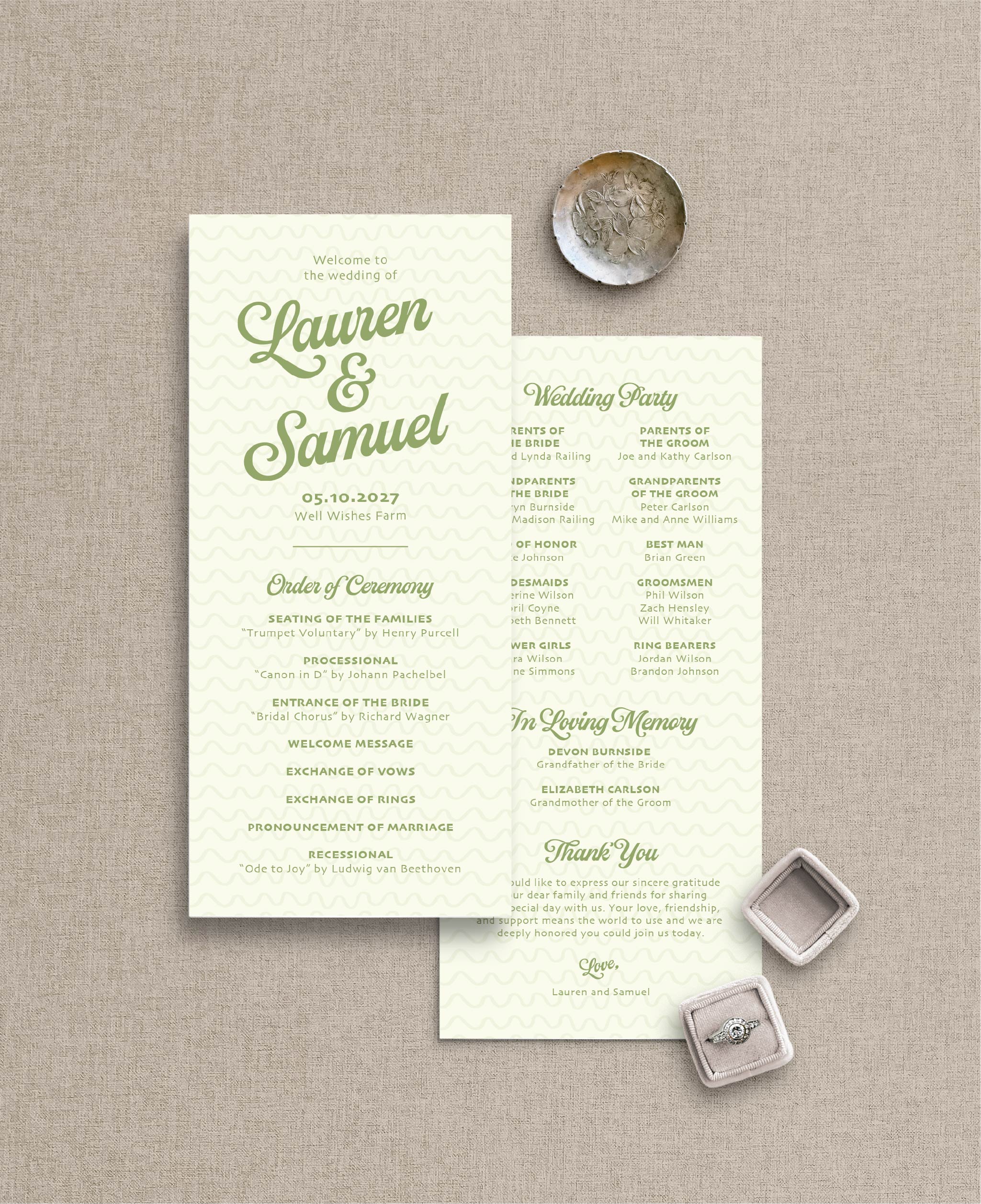 The Lolly Wedding Ceremony Program