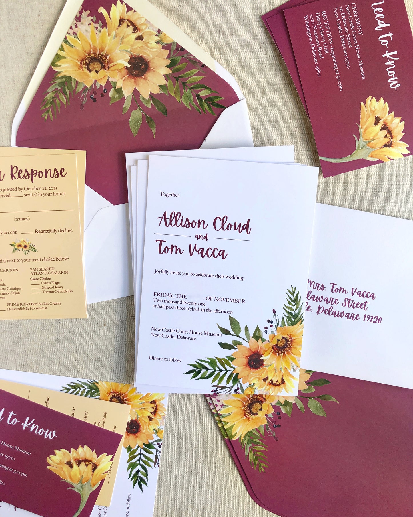 Bold Sunflower Wedding Invitation Set