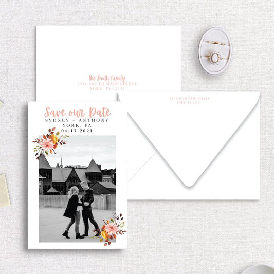 Autumn Floral Save the Date Set
