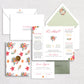 Bold Watercolor Florals Gate Fold with Wax Seal Wedding Invitation Set