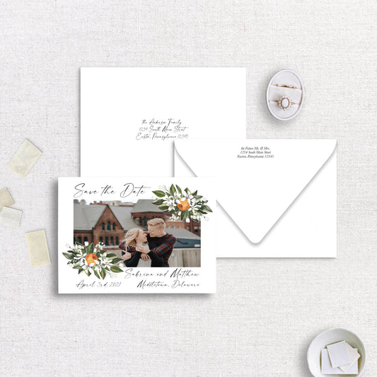 Citrus Greenery Save the Date Set