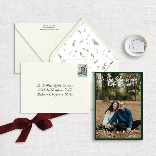 Classic Green Photo Holiday Card Kit