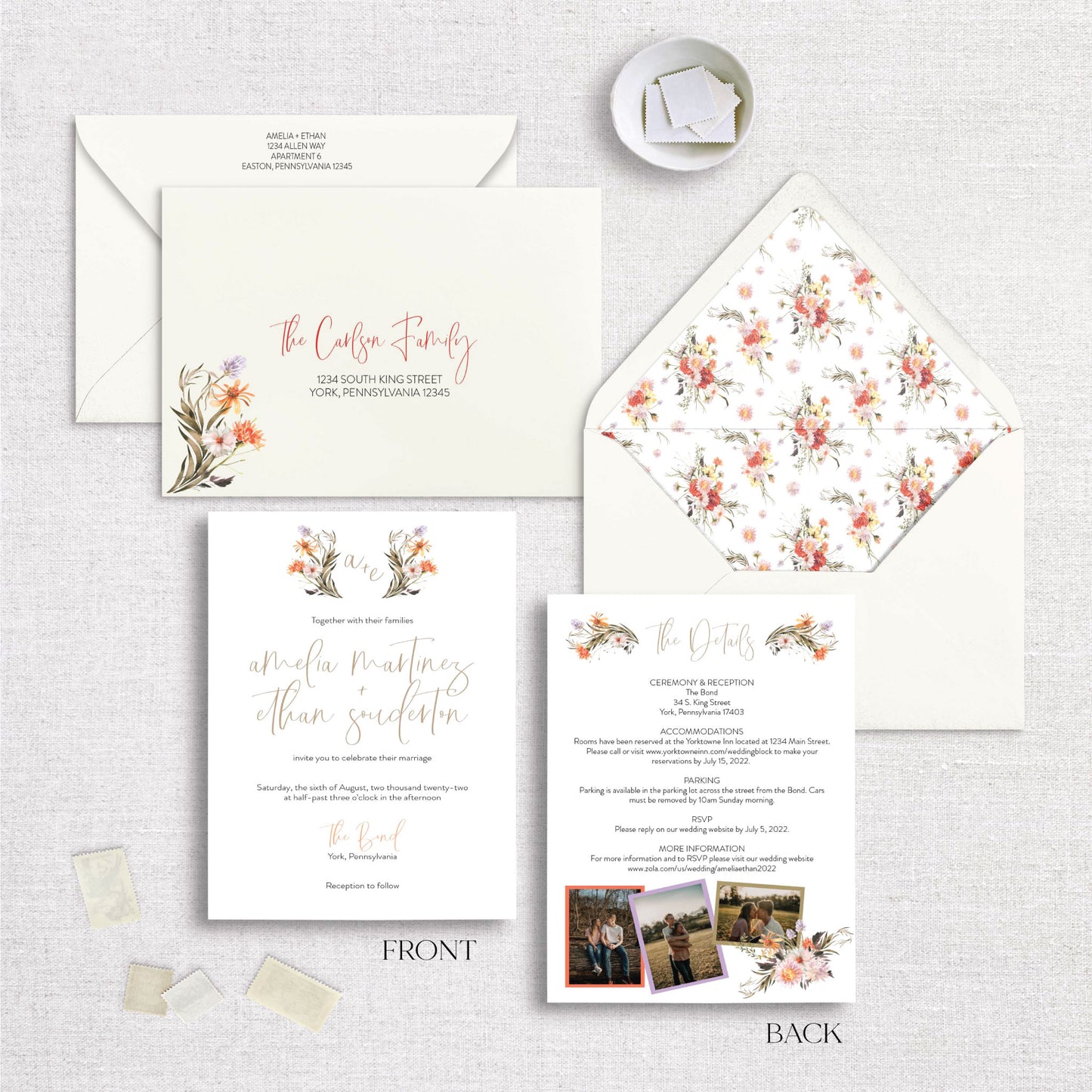 Color Me Florals All-In-One Wedding Invitations