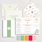 Tropical Color Funk Gate Fold with Wax Seal Wedding Invitation Set