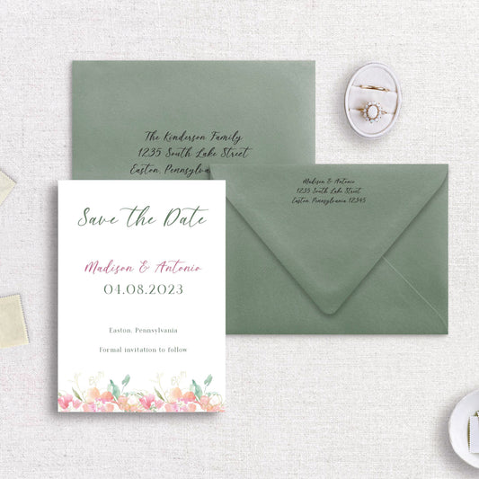Fuchsia Pocket Save the Date Set