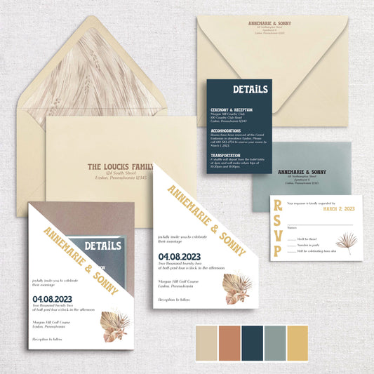 Gold Flake Triangle Arch Pocket Invitation Set