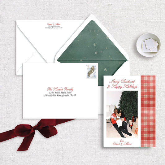 Red Christmas Plaid Holiday Card Kit