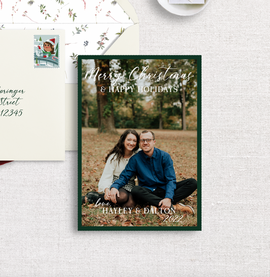 Classic Green Photo Holiday Card Kit