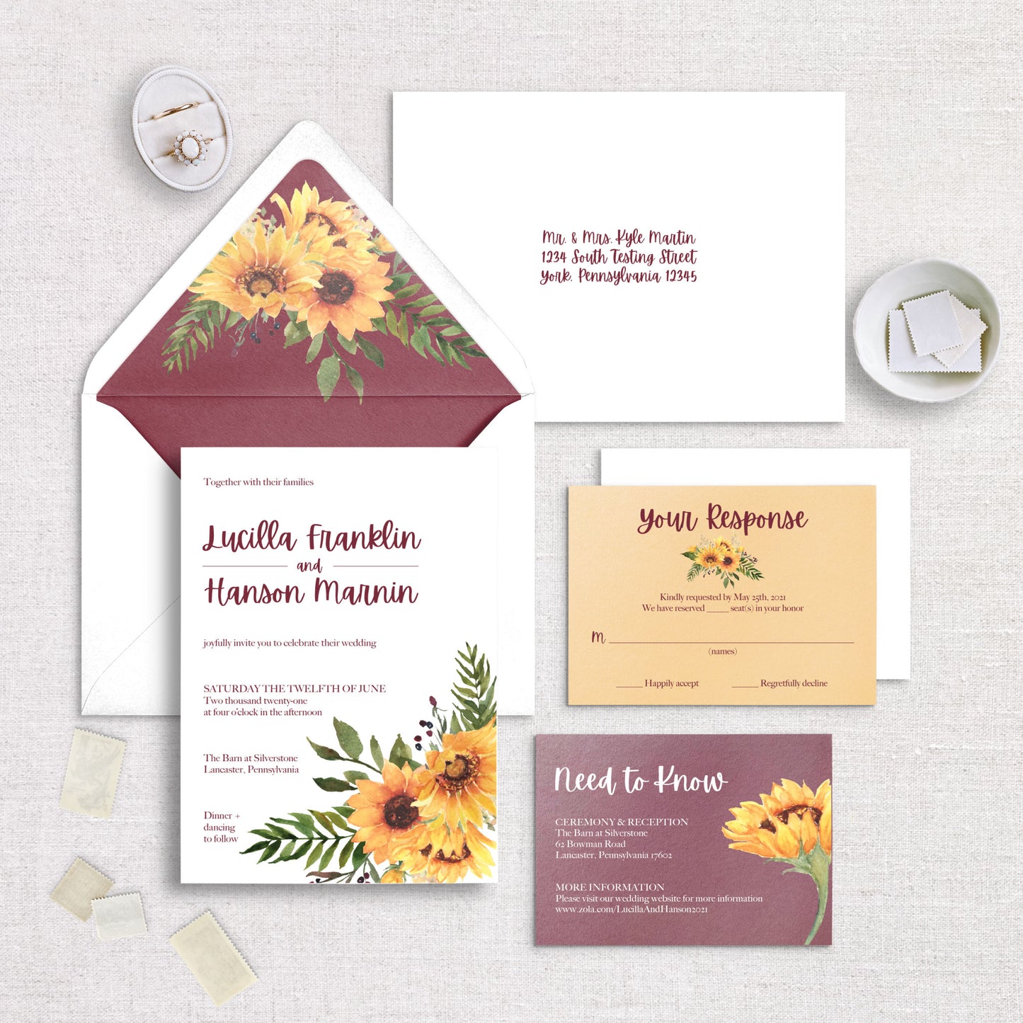 Bold Sunflower Wedding Invitation Set