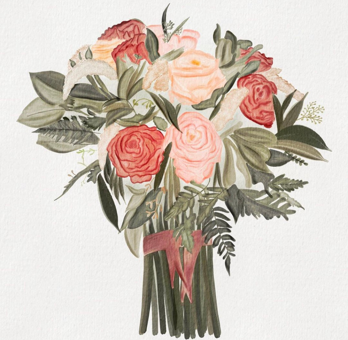 Watercolor Wedding Bouquet 8x10” Print