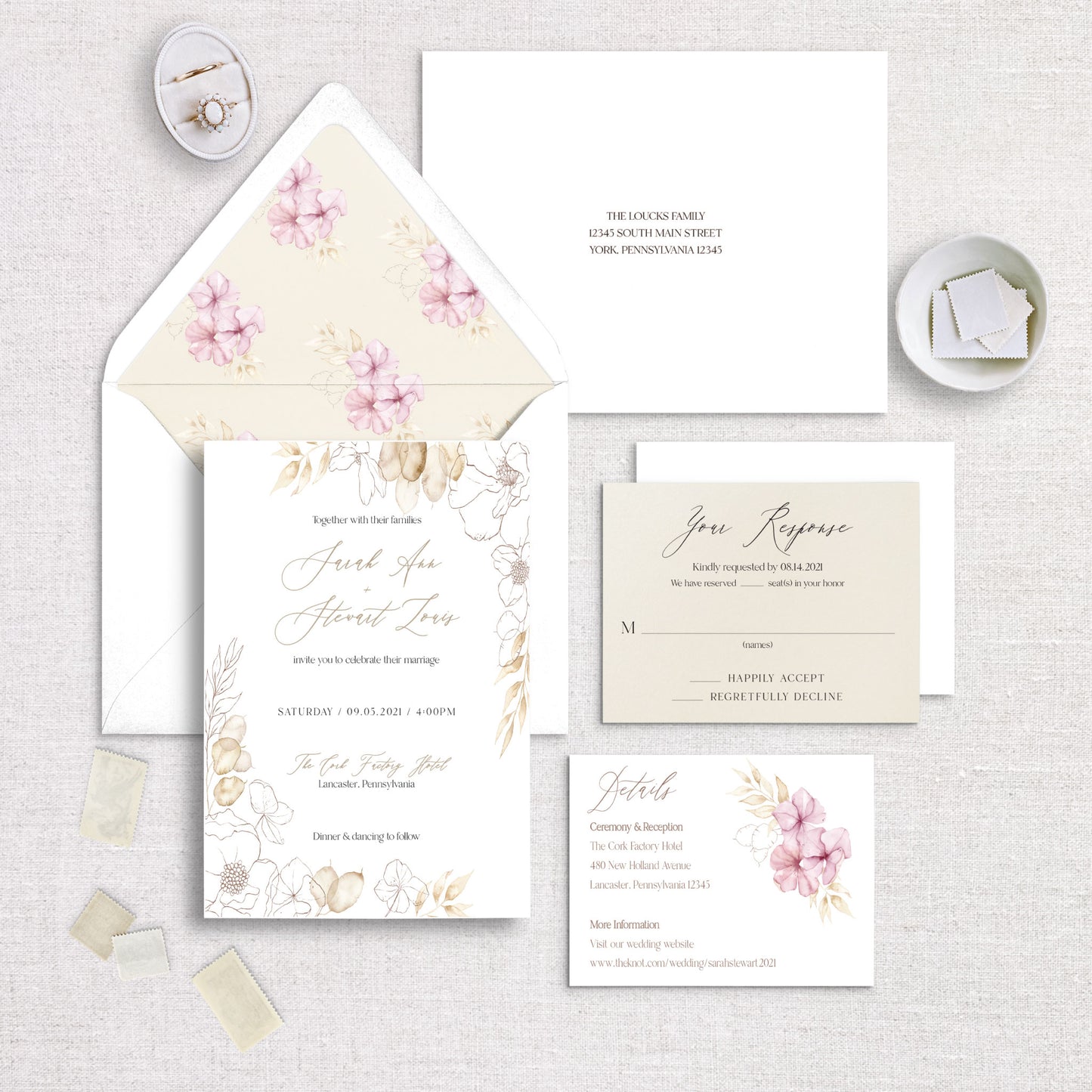 Spring Blossom Wedding Invitation Set